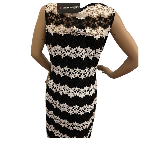 FRANK LYMAN crochet floral dress,some sheer parts, bodycon,colorblock, NWT,245$ - Picture 4 of 16